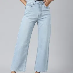 showoffff SHOWOFF Light Blue Denim Relaxed Fit Mid Rise Jeans image 1
