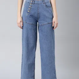 showoffff SHOWOFF Blue Denim Relaxed Fit Mid Rise Jeans image 1