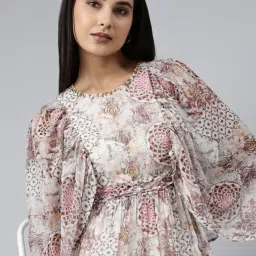 showoffff SHOWOFF Off White Printed Midi Dress image 1