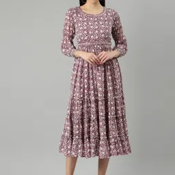 showoffff SHOWOFF Mauve Floral Print Midi Dress image 1