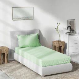 DDecor Solid Green 180 TC Cotton Single Bedsheet with 1 Pillow Cover-picture-45