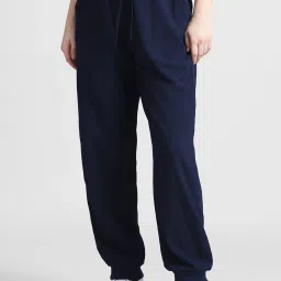 Only Navy Polyester Relaxed Fit High Rise Joggers image 1