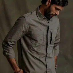 ANDAMEN Slate Grey Regular Fit Cotton Overshirt image 1