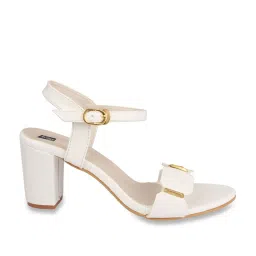 Shoetopia Women's White Ankle Strap Sandals image 1