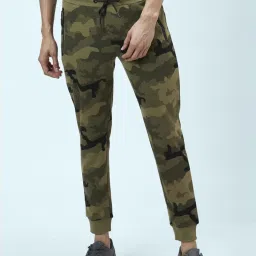 People by Pantaloons Green Cotton Regular Fit Camouflage Joggers image 1