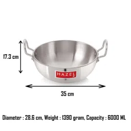HAZEL Silver Aluminium Kadai (6000 ml) - Set of 1 image 4