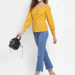 Global Republic Mustard Regular Fit Blouse image 4