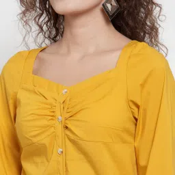 Global Republic Mustard Regular Fit Blouse image 5
