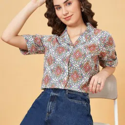 YU by Pantaloons White Cotton Printed Top image 1