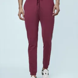 Ajile by Pantaloons Maroon Slim Fit Striped Joggers image 1