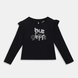 Blue Giraffe Girls Black Cotton Printed Full Sleeves 1 T-shirt-picture-27