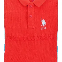 U.S. Polo Assn. Boys Red Self Design Polo T-Shirt image 3