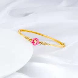 GIVA 92.5 Sterling Silver Bhumi Golden Pink Brahma Kamal Bracelet image 1
