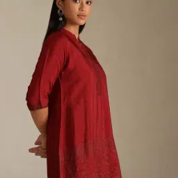 Soch Maroon Viscose Blend Embellished Top image 3