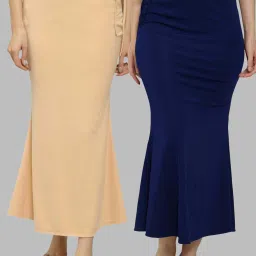 N-Gal Beige & Navy Plain Saree Shapewear - Pack Of 2 image 1