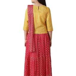 Aurelia Kids Yellow & Red Embroidered Top with Skirt & Dupatta image 2