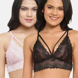 N-Gal Black & Red Lace Work Bralette Bras - Pack Of 2 image 1