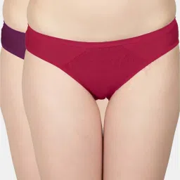 N-Gal Maroon & Purple Lace Work Panties - Pack Of 2 image 1