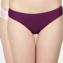 N-Gal Pink & Purple Lace Work Panties - Pack Of 2 image 1
