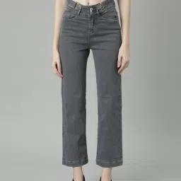 showoffff SHOWOFF Grey Denim Straight Fit Mid Rise Jeans image 1