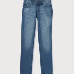 Gini and Jony Boys Blue Low Distress Heavy Fade Jeans-picture-19