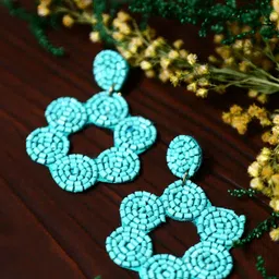 Crunchy Fashion Sea Green Geometric Drop Earrings-picture-24