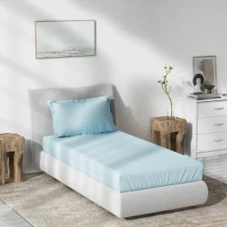 DDecor Solid Blue 180 TC Cotton Single Bedsheet with 1 Pillow Cover-picture-46
