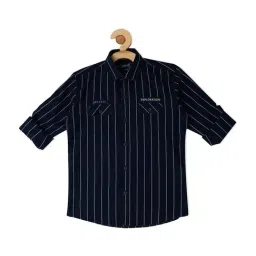 Cavio Kids Navy Cotton Striped Full Sleeves Shirt-image-34