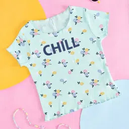Pantaloons Junior Blue Cotton Floral Print Top-image-11