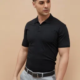Code By Lifestyle Black Cotton Regular Fit Polo T-Shirt image 1