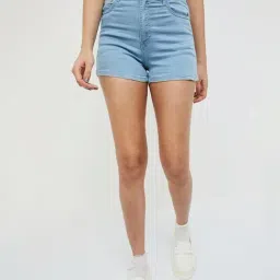 Ginger by Lifestyle Blue Cotton Shorts-image-40