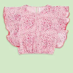 Pantaloons Junior Kids Pink Floral Print Top image 1