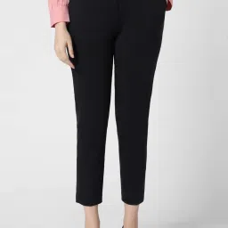 Van Heusen Black Mid Rise Formal Trousers image 1