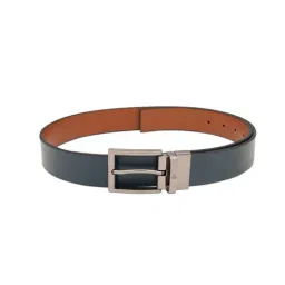United Colors of Benetton Navy & Tan Woodfin Leather Reversible Belt image 2