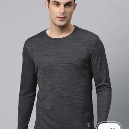 ALCIS Grey Anti Static Slim Fit Self Design Sports T-Shirt image 1