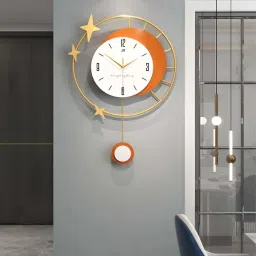 The Art House Orange & Gold Metal Clock image 1