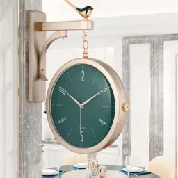 The Art House Green & Gold Metal Clock image 1