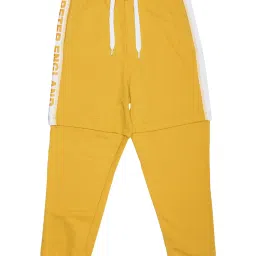 Peter England Kids Yellow Solid Trackpants image 1