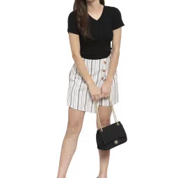 Global Republic Off White Striped Shorts image 4