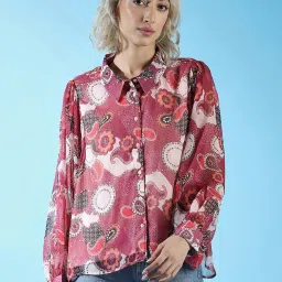 Only Maroon Printed Shirt image 1