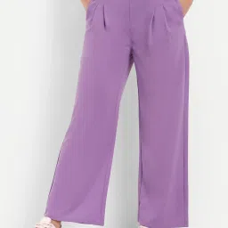 Broadstar Lavender Relaxed Fit High Rise Stretchable Trousers image 1