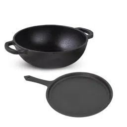 The Indus Valley Black Cast Iron Cookware Set of 4 (Tawa, Skillet, Kadai, TadkaPan) image 1