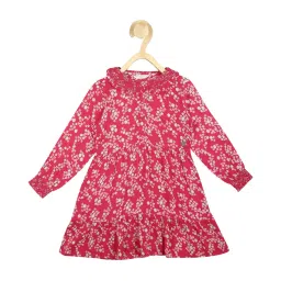 Peter England Kids Pink Floral Print Full Sleeves Dress image 1