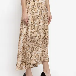 Global Republic Beige Printed Below Knee Skirt image 3