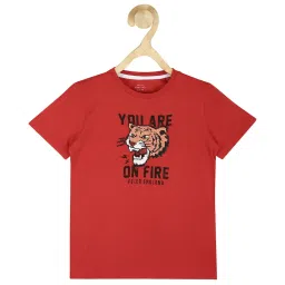 Peter England Kids Red Embellished  T-Shirt image 1