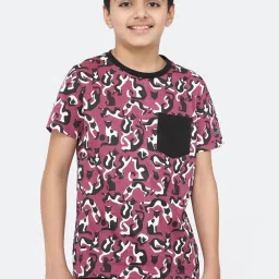 Peter England Kids Purple Printed  T-Shirt image 1