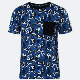 Peter England Kids Dark Blue Printed  T-Shirt image 1