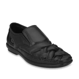 Delize Men's Black Cross Strap Sandals image 1