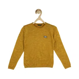 Peter England Kids Mustard Textured Full Sleeves Sweater image 1