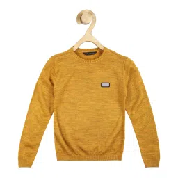 Peter England Kids Yellow Textured Full Sleeves Sweater image 1